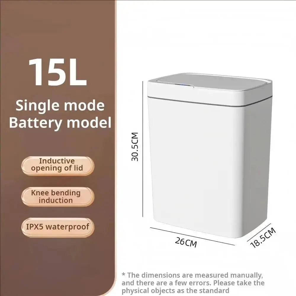 White Touchless 15L Smart Sensor Trash Can – Electronic Bathroom Garbage Bin with Automatic Bagging, Smart Home Compatible - Velvet Haven