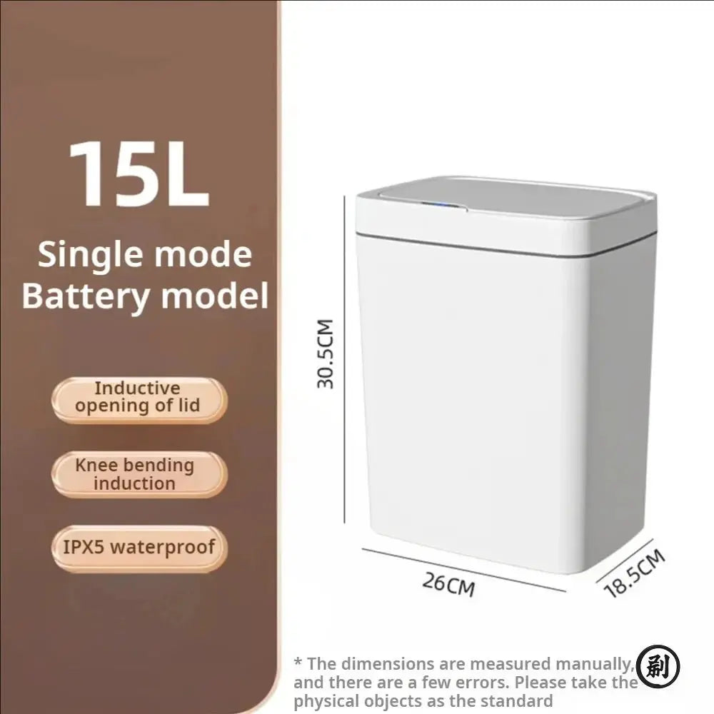White Touchless 15L Smart Sensor Trash Can – Electronic Bathroom Garbage Bin with Automatic Bagging, Smart Home Compatible - Velvet Haven