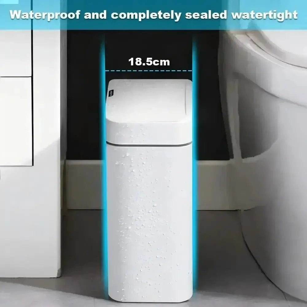 White Touchless 15L Smart Sensor Trash Can – Electronic Bathroom Garbage Bin with Automatic Bagging, Smart Home Compatible - Velvet Haven