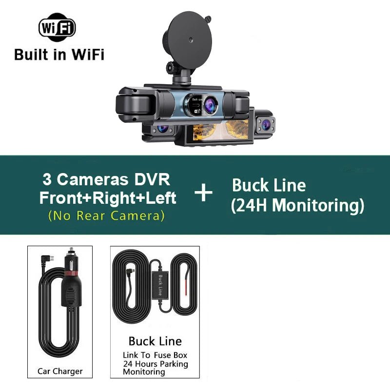 WIFI 4-Channel Car DVR Dash Cam With 4 Cameras Full HD 1080P Video Recorder Night Vision Black Box Cabin Camera 24H Parking - Velvet Haven