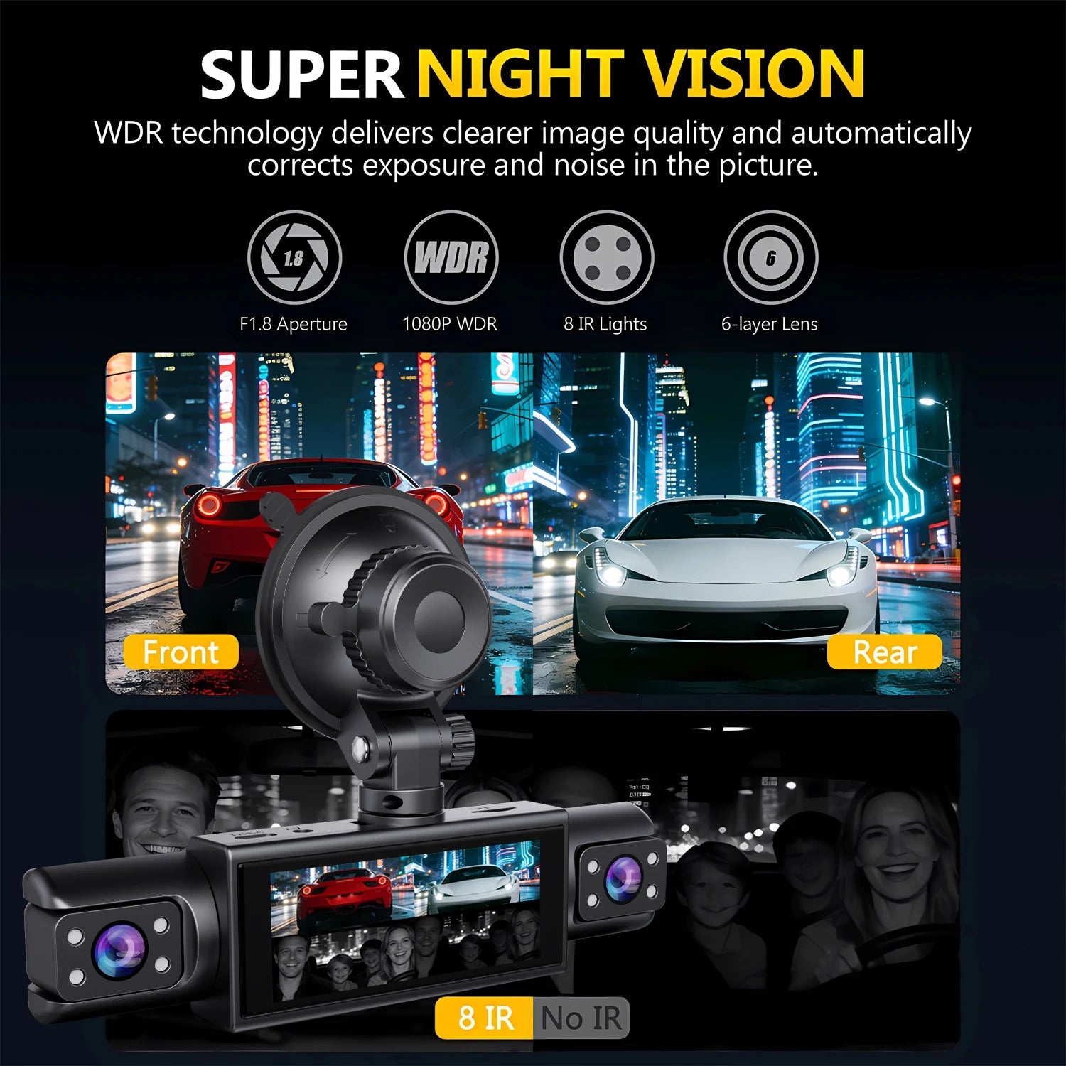 WIFI 4-Channel Car DVR Dash Cam With 4 Cameras Full HD 1080P Video Recorder Night Vision Black Box Cabin Camera 24H Parking - Velvet Haven