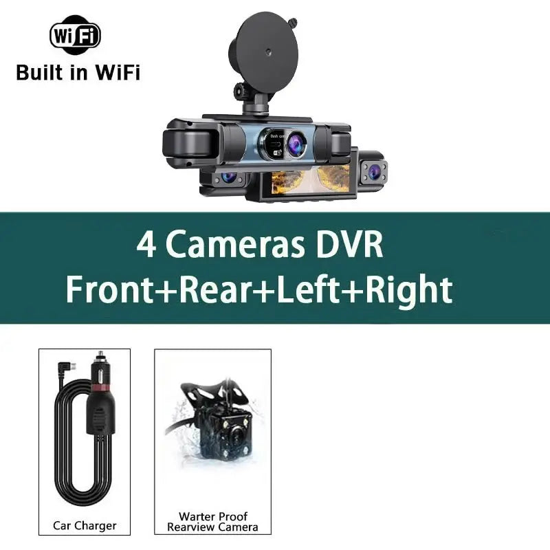 WIFI 4-Channel Car DVR Dash Cam With 4 Cameras Full HD 1080P Video Recorder Night Vision Black Box Cabin Camera 24H Parking - Velvet Haven