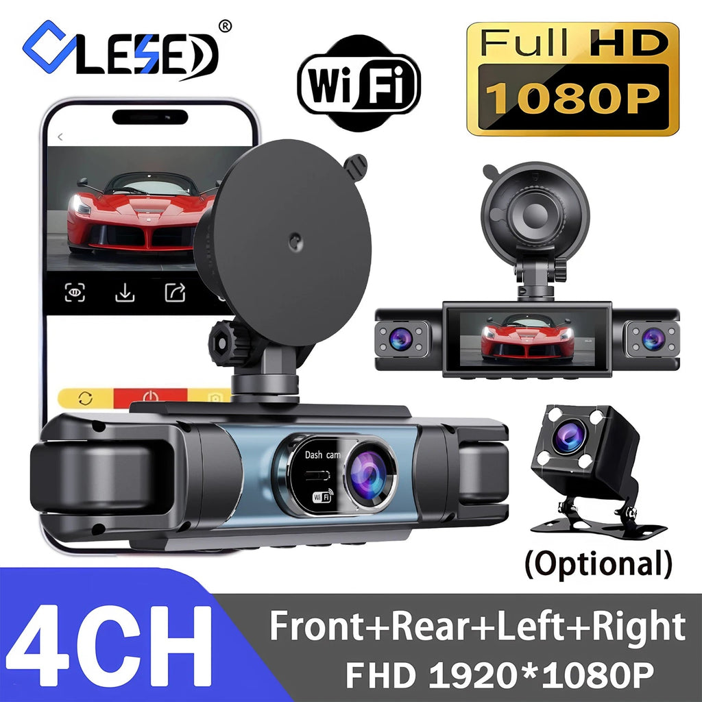 WIFI 4-Channel Car DVR Dash Cam With 4 Cameras Full HD 1080P Video Recorder Night Vision Black Box Cabin Camera 24H Parking - Velvet Haven