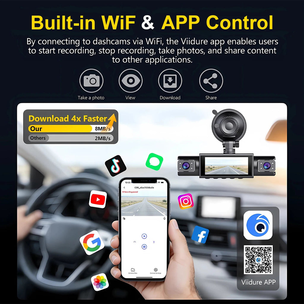 WIFI 4-Channel Car DVR Dash Cam With 4 Cameras Full HD 1080P Video Recorder Night Vision Black Box Cabin Camera 24H Parking - Velvet Haven