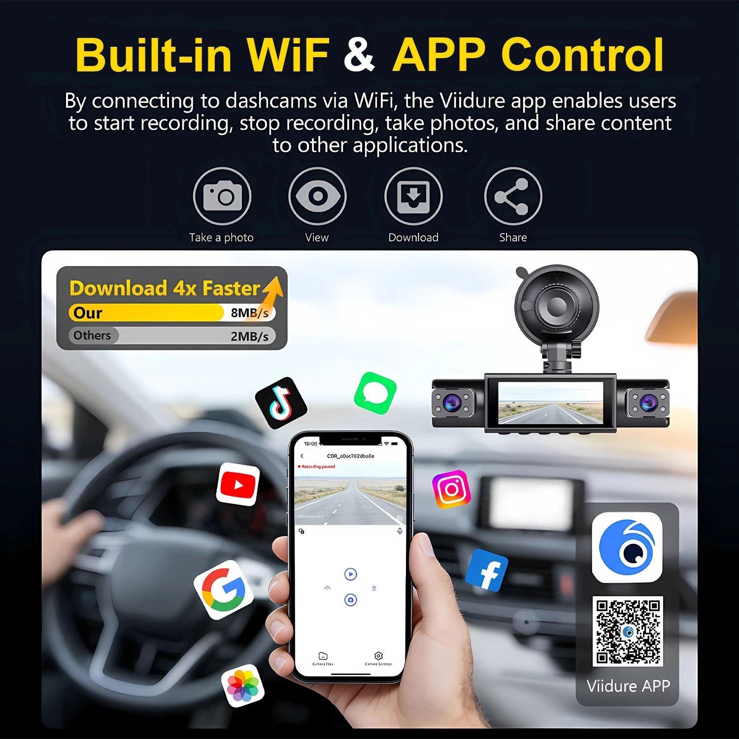 WIFI 4-Channel Car DVR Dash Cam With 4 Cameras Full HD 1080P Video Recorder Night Vision Black Box Cabin Camera 24H Parking - Velvet Haven