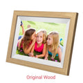 10.1-inch WiFi digital picture frame with HD IPS touchscreen displaying family photos on a modern tabletop.