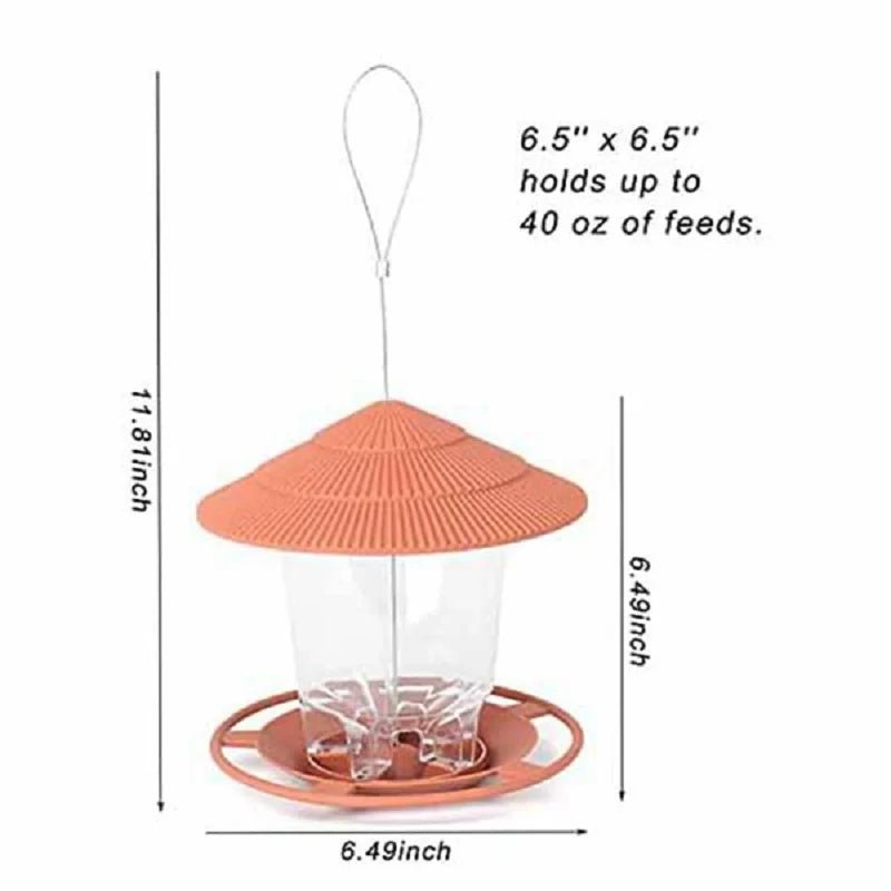 Wild Bird Feeder, Outside Squirrel Proof Bird Feeder, Hanging Wild Bird Feeder with Round Shaped Roof Grey - Velvet Haven