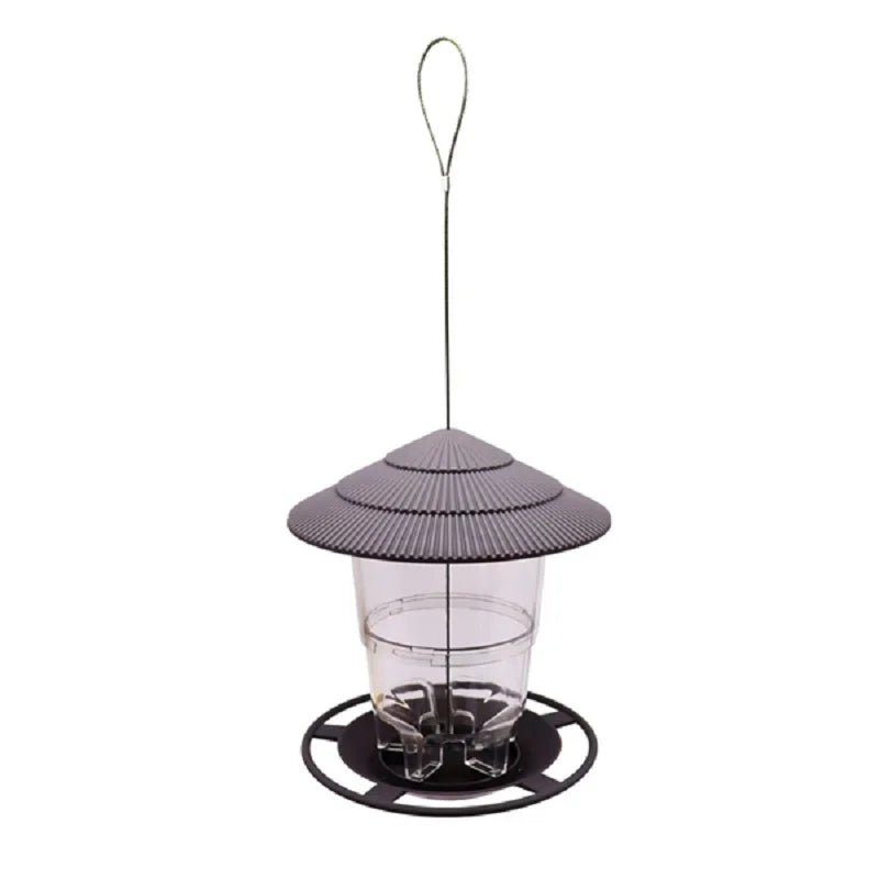 Wild Bird Feeder, Outside Squirrel Proof Bird Feeder, Hanging Wild Bird Feeder with Round Shaped Roof Grey - Velvet Haven