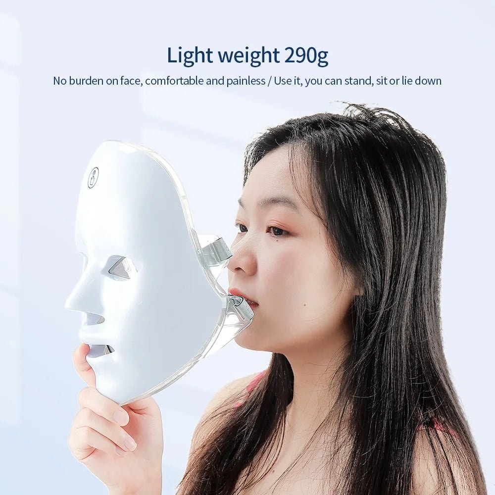 Wireless 7 Colors LED Face Beauty Machine Photon Facial Neck Skin Tighten Rejuvenation Facial Neck Mask - Velvet Haven