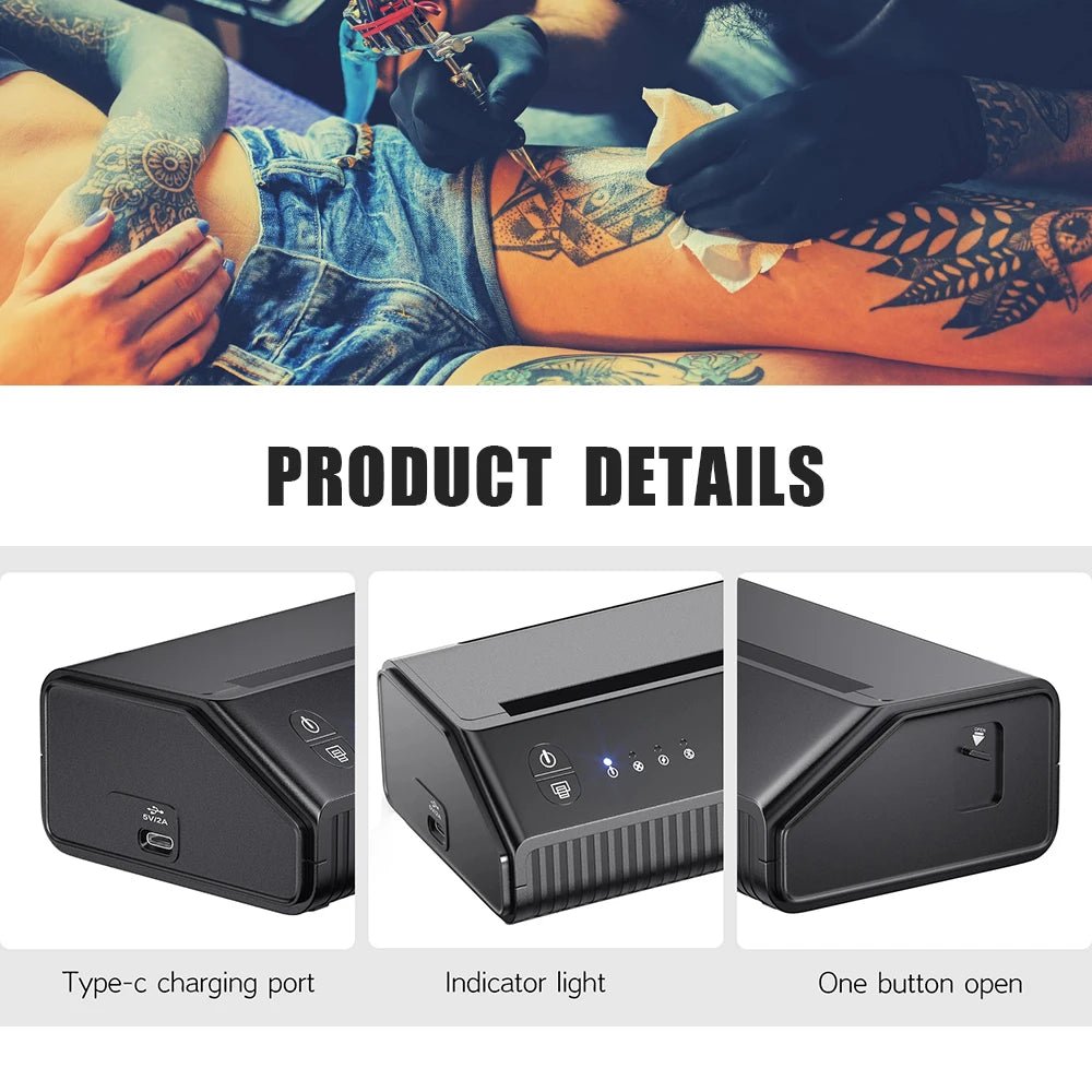 Wireless Tattoo Transfer Machine Bluetooth Stencil Transfer Printer Portable Thermal Printing Copier 10PCS Tattoo Paper Provide - Velvet Haven