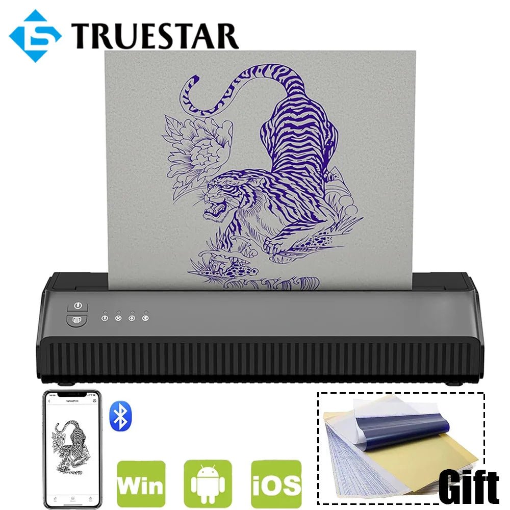 Wireless Tattoo Transfer Machine Bluetooth Stencil Transfer Printer Portable Thermal Printing Copier 10PCS Tattoo Paper Provide - Velvet Haven