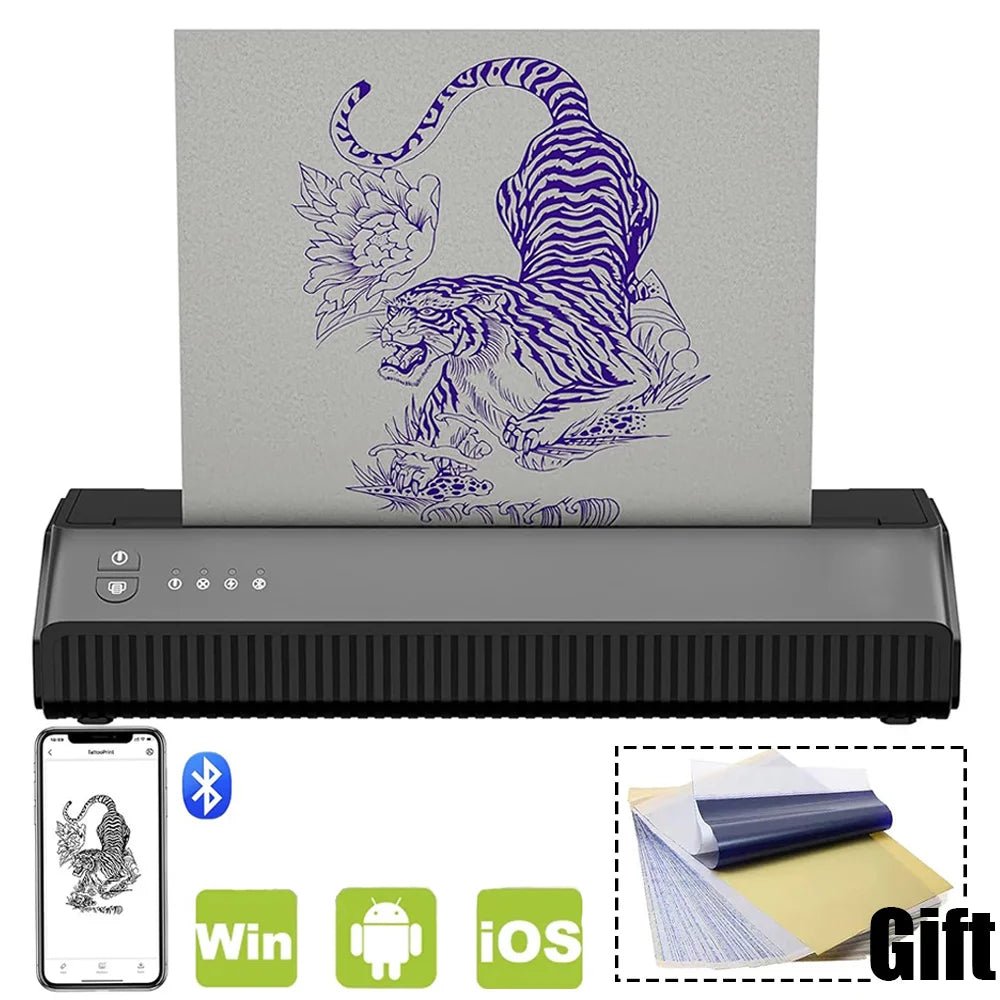 Wireless Tattoo Transfer Machine Bluetooth Stencil Transfer Printer Portable Thermal Printing Copier 10PCS Tattoo Paper Provide - Velvet Haven