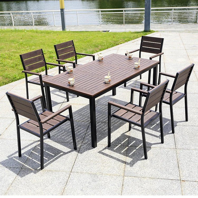 Wood Outdoor Dining Table and Chair Patio Set - Velvet Haven