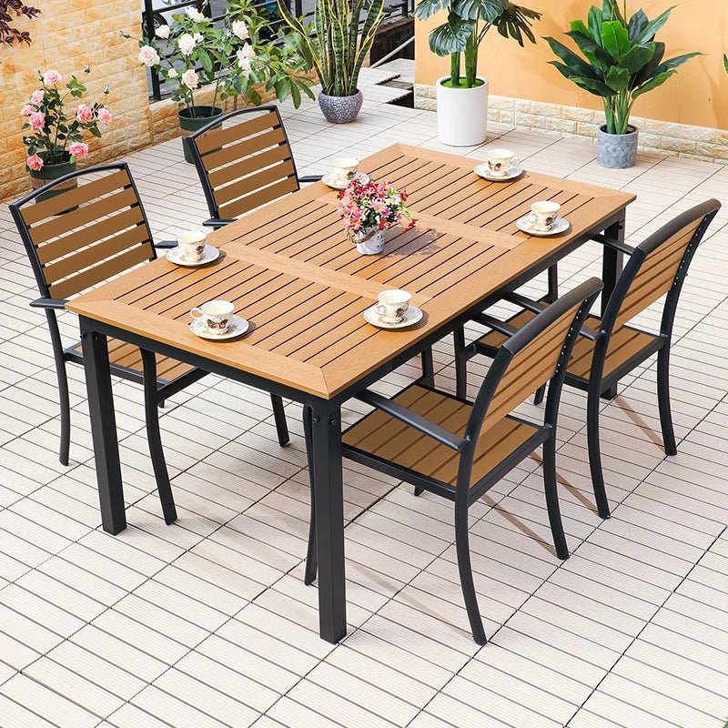 Wood Outdoor Dining Table and Chair Patio Set - Velvet Haven