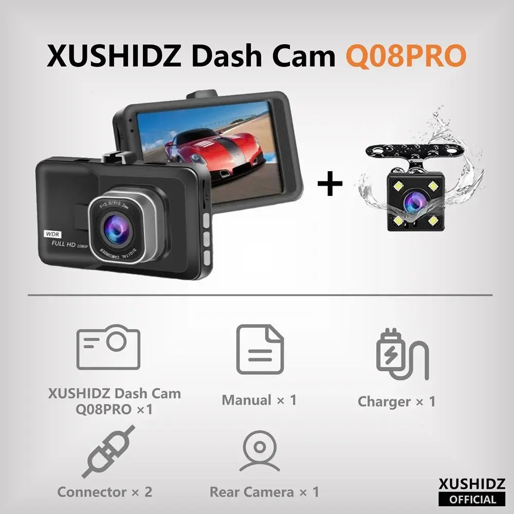 XUSHIDZ NEW 1080P HD Dash Camera Loop Recording Car Vehicle DVR Video Recorder Dashcam Night Vision 24h Parking Monitor G-sensor - Velvet Haven