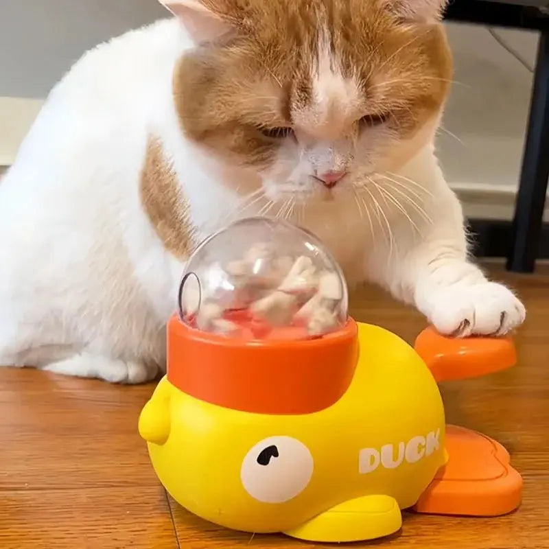 Yellow Duck-Shaped Interactive Cat Treat Dispenser Durable Plastic Training Dog Toy Puzzle Slow Feeder Dog Self-pleasure Toy - Velvet Haven