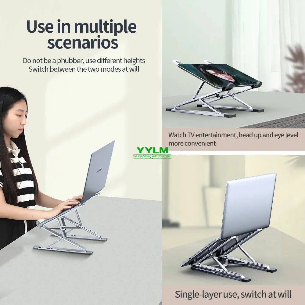 YYLM N8 Laptop Stand Aluminum for Macbook Adjustable Portable More Stabe Laptop Stand Cooling Stand Foldable Notebook Holder - Velvet Haven