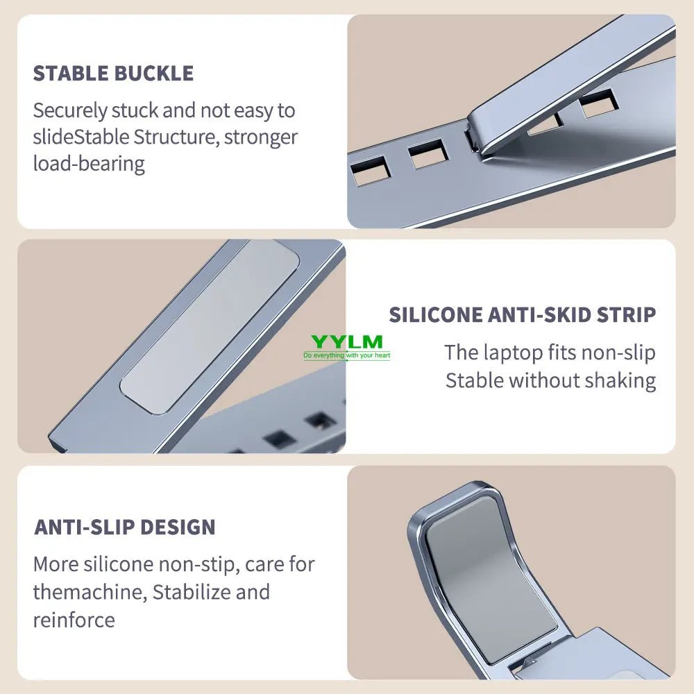 YYLM N8 Laptop Stand Aluminum for Macbook Adjustable Portable More Stabe Laptop Stand Cooling Stand Foldable Notebook Holder - Velvet Haven