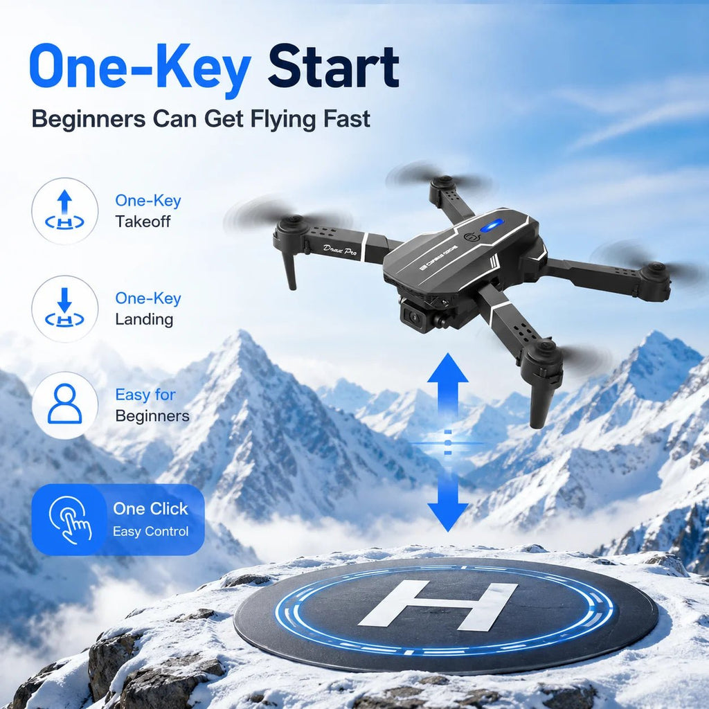 ZNLYRION 2.4Ghz RC Drone with HD Dual Camera Altitude Hold Path Planning Flight 3-Speed Adjustable Foldable Drone Toy - Velvet Haven