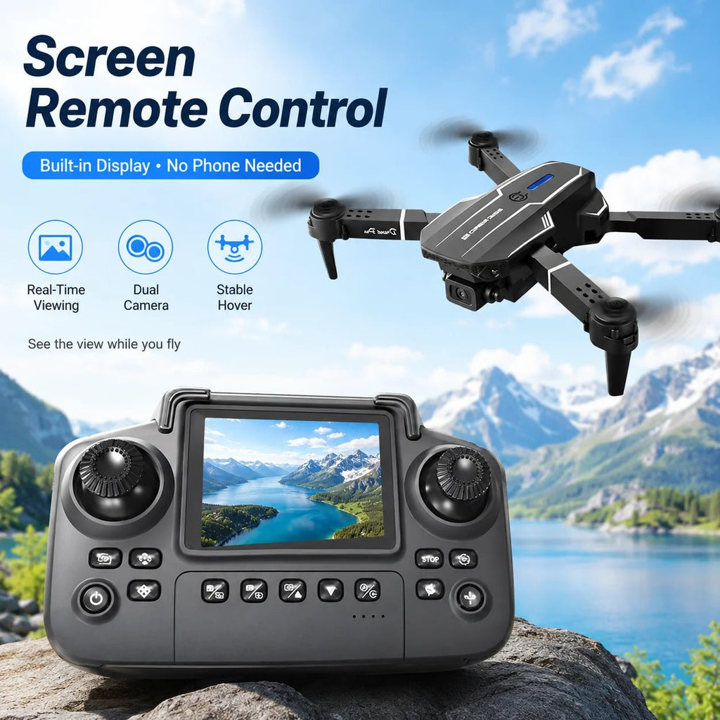 ZNLYRION 2.4Ghz RC Drone with HD Dual Camera Altitude Hold Path Planning Flight 3-Speed Adjustable Foldable Drone Toy - Velvet Haven