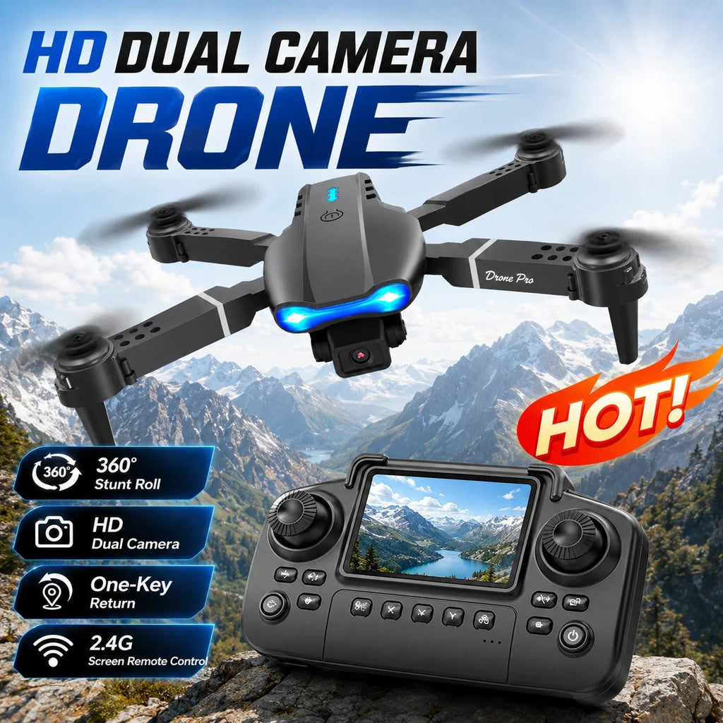 ZNLYRION RC Drone with Screen Remote Control 4K Dual Camera Optical Flow Positioning Obstacle Avoidance Foldable FPV WIFI APP Control One Key Return 360° Flip Quadcopter Toy for Beginners - Velvet Haven