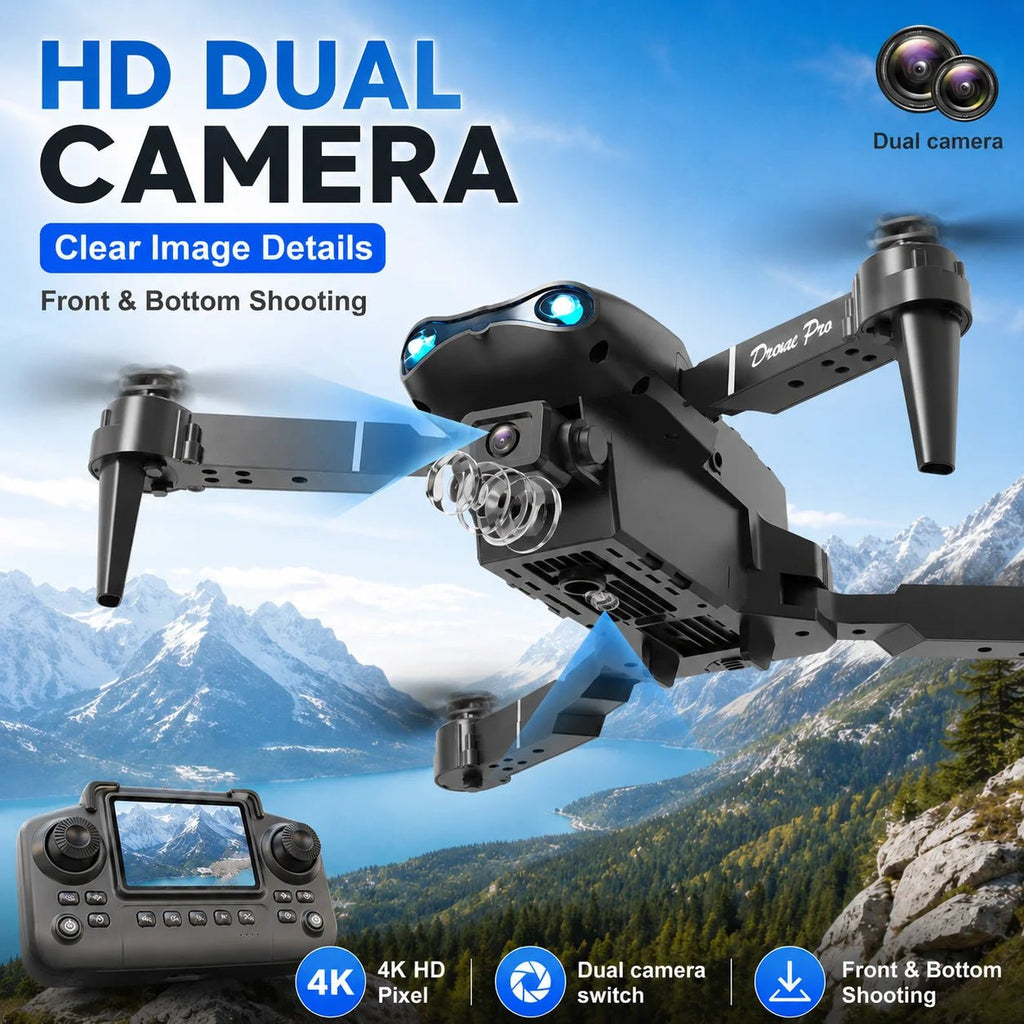 ZNLYRION RC Drone with Screen Remote Control 4K Dual Camera Optical Flow Positioning Obstacle Avoidance Foldable FPV WIFI APP Control One Key Return 360° Flip Quadcopter Toy for Beginners - Velvet Haven