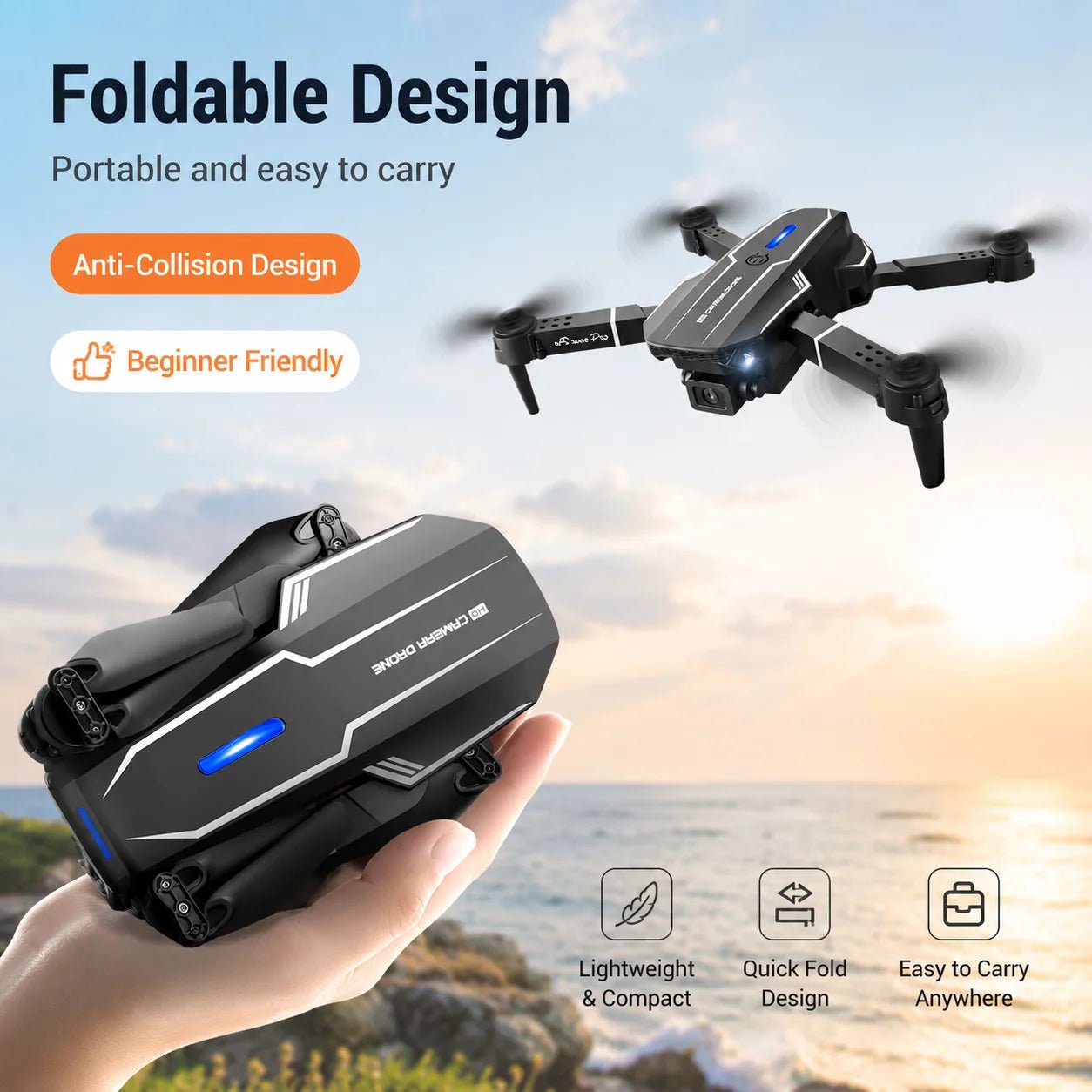 ZNLYRION S101 Foldable RC Drone 4K HD Dual Camera WIFI FPV APP Waypoint Flight Altitude Hold 6-Axis Gyro Quadcopter for Beginners - Velvet Haven