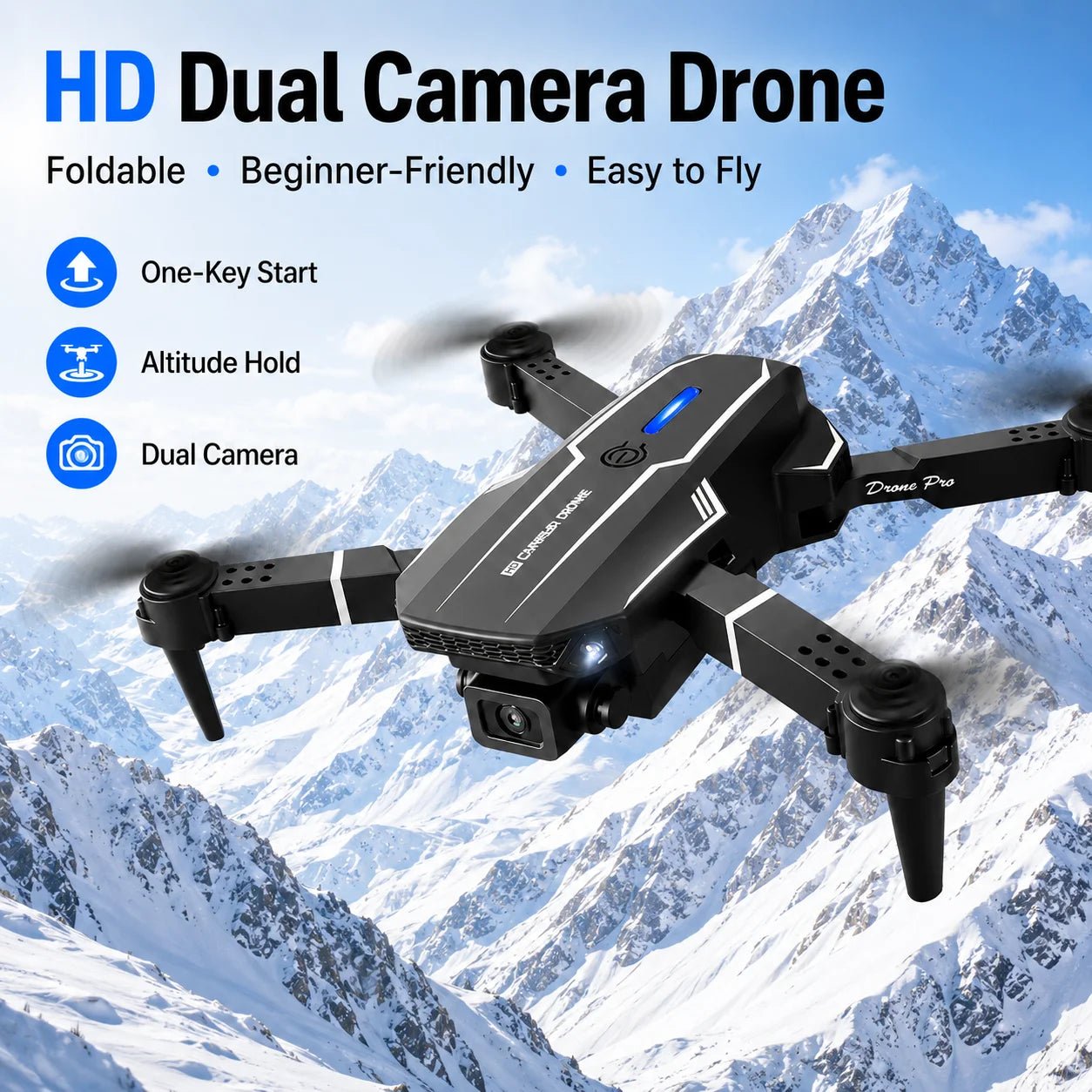 ZNLYRION S101 Foldable RC Drone 4K HD Dual Camera WIFI FPV APP Waypoint Flight Altitude Hold 6-Axis Gyro Quadcopter for Beginners - Velvet Haven
