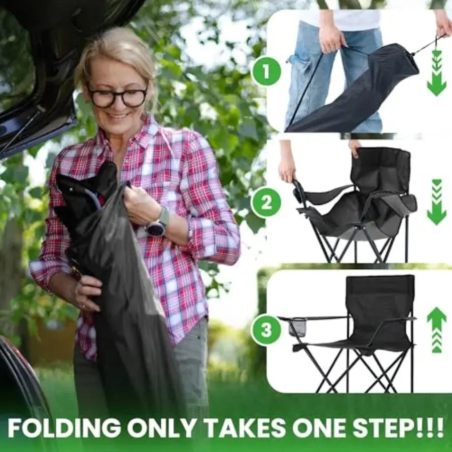 zz-2 Pack Portable Camping Chairs Folding Lawn Chair Outdoor Lightweight Beach Chair with Cup Holder and Carry Bag for Outside - Velvet Haven
