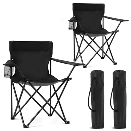 zz-2 Pack Portable Camping Chairs Folding Lawn Chair Outdoor Lightweight Beach Chair with Cup Holder and Carry Bag for Outside - Velvet Haven