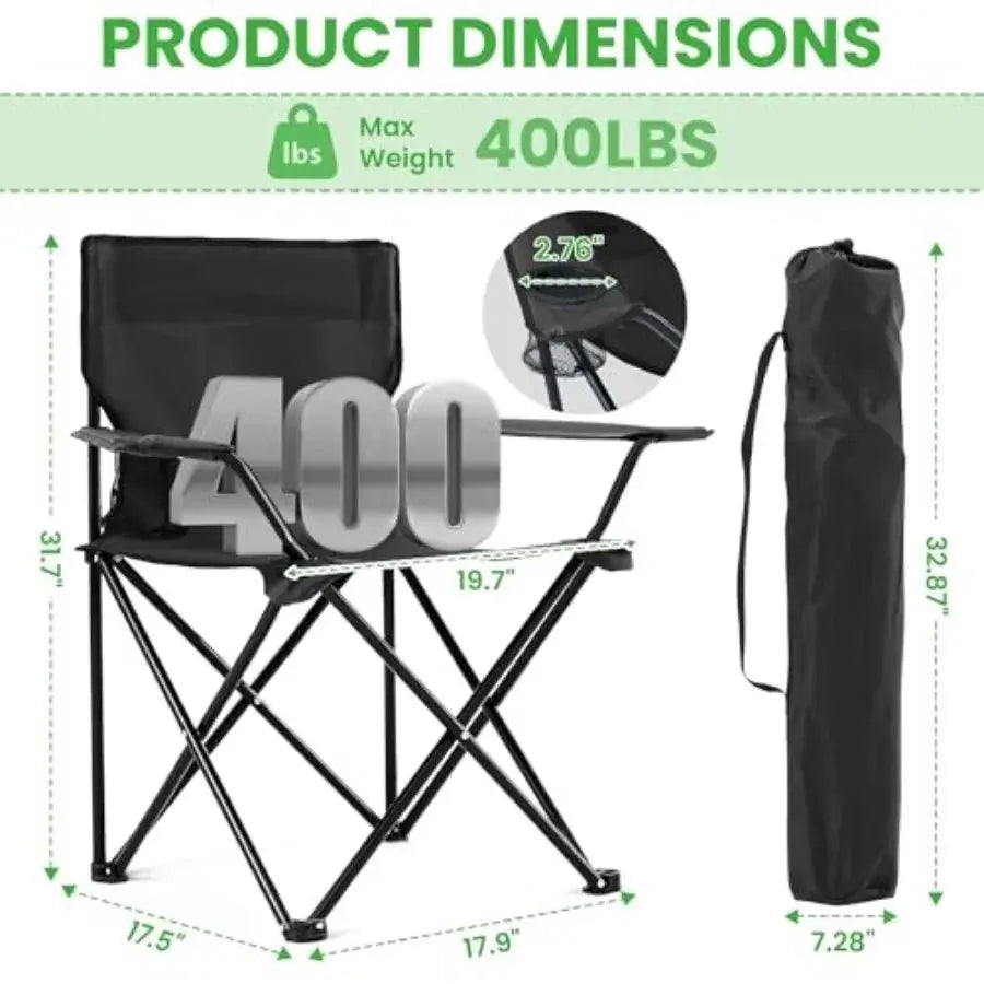 zz-2 Pack Portable Camping Chairs Folding Lawn Chair Outdoor Lightweight Beach Chair with Cup Holder and Carry Bag for Outside - Velvet Haven