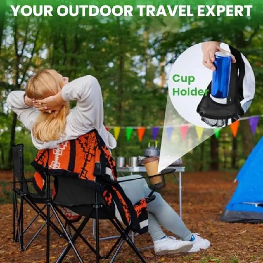 zz-2 Pack Portable Camping Chairs Folding Lawn Chair Outdoor Lightweight Beach Chair with Cup Holder and Carry Bag for Outside - Velvet Haven